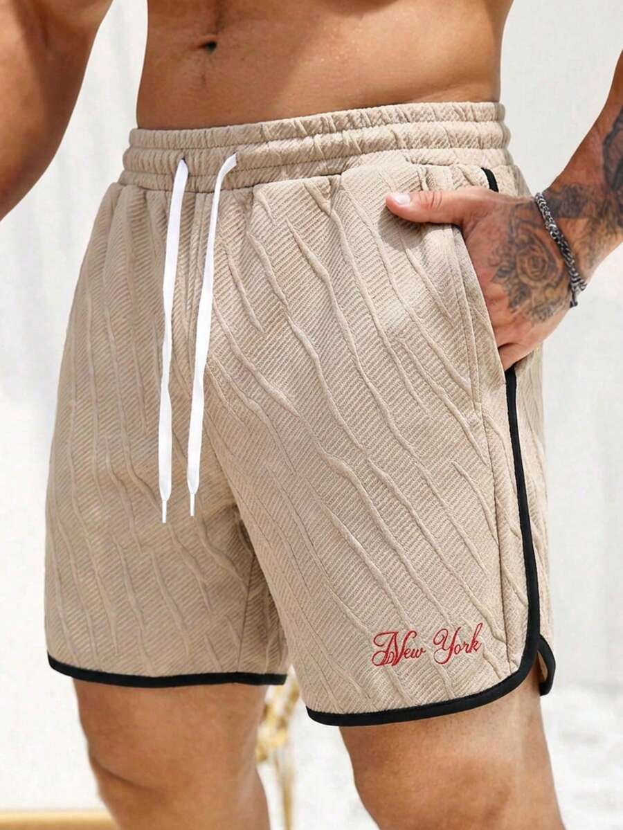 Manfinity Hypemode Men's Drawstring Waist Casual Versatile Daily Wear Shorts - Khaki - View 1
