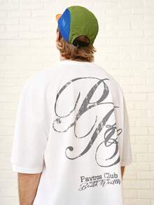 Zalmeno Manfinity Streetrush T-shirt à col ras du cou imprimé à manches courtes pour hommes, style de rue populaire INS, streetwear pour hommes, mode confortable, t-shirt graphique, style de rue, cadeau pour petit ami, chemise ample et courte pour hommes, chemise ample Y2k, chemise graphique courte surdimensionnée pour hommes - Blanc - Voir 3