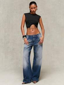 Normani Women's Summer Fashion Sexy Metal Decor Sleeveless Cropped Top - Black - View 7