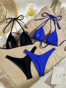 Swim Vcay Bộ đồ bơi màu trơn dành cho nữ, thích hợp cho kỳ nghỉ và đi biển. - Nhiều màu - Xem 2