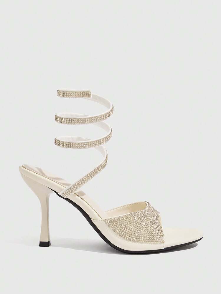 CUCCOO SZL Women's Fashionable Elegant Party Rhinestone Decorated High Heel Sandals