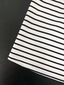 Resyla 女士夏季休闲运动通勤刺绣条纹印花高领背心 - 白色 - 查看 5
