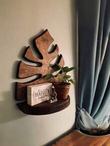 Wall Mounted Floating Shelves Rustic Farmhouse Country Style Suspended Shelves For Living Room Bedroom Kitchen Boho Handmade Wooden Multi Layer Storage Rack For Plants Picture Frames Decor Easy Installation Natural Wood Finish Space Saving Home Decor Vintage Distressed Wall Shelf Set - 1PC - View 1