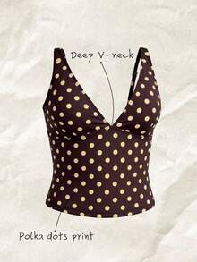 Elavelle Top de bikini de mujer con cuello en V profundo y estampado aleatorio, para primavera/verano - Multicolor - Ver 3