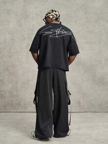 PAVTROS 男士标志性刺绣图案T恤，时尚刺绣设计，适合户外音乐节、休闲外出、送给男友/丈夫的礼物、周年纪念礼物，黑色 - 黑色 - 查看 6