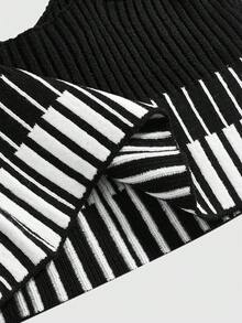 ROMWE Kawaii Conjunto de camiseta y cárdigan de punto con estampado de teclas de piano y notas musicales, talla grande, estilo retro Y2K - Negro - Ver 13