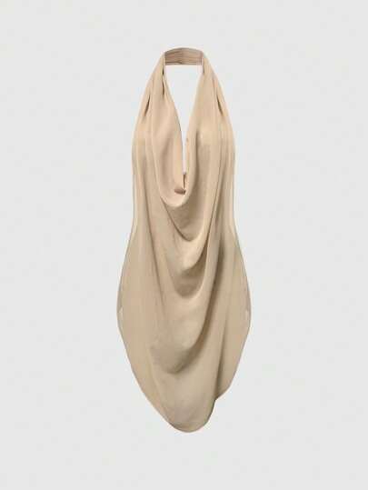 ROMWE Music Festival Sexy Backless Halter Asymmetrical Hem Women Tank Top