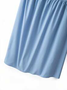 SHEIN Clasi Robe longue sans manches élégante en couleur unie tissée pour femmes grandes tailles, printemps/été - Bleu azur - Voir 5