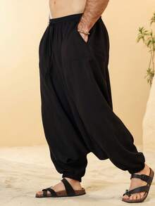VENTUSAIL Men's Mature Casual Baggy Design Pants - Black - View 3