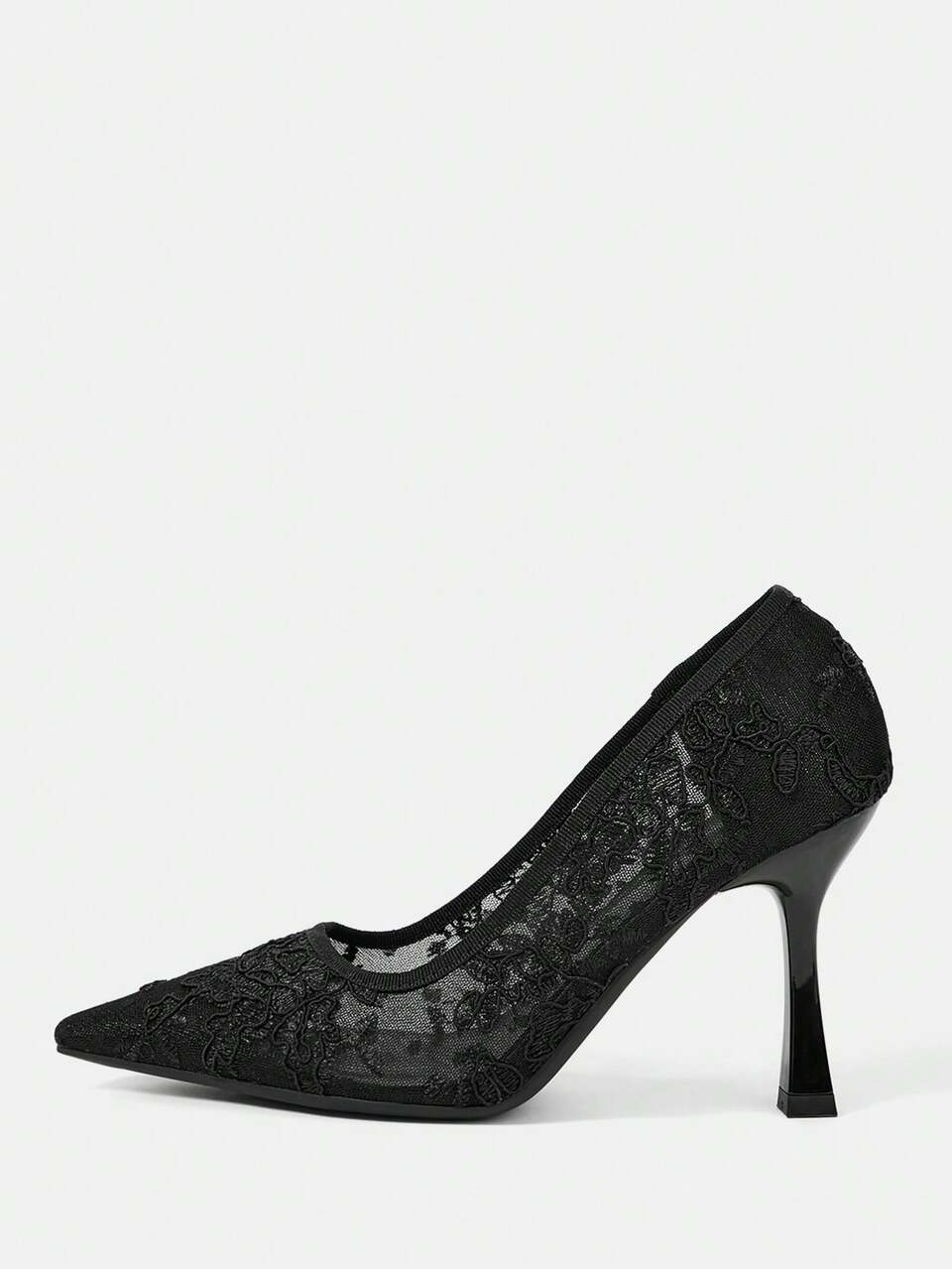 CUCCOO HITCHD Women Shoes Pointed Stiletto Black Lace Mesh Sexy And Comfortable Daily Versatile Women's High Heels Shoes Simple Temperament Fashion Party Wedding Banquet Women's Shoes
