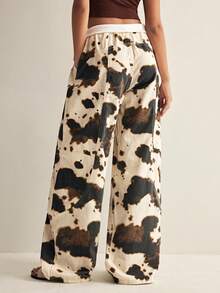 Easelle Women's Cow Print Pants, Milk Denim Wide Leg Loose Cotton Trousers, Autumn Oversized City Breaks, Casual Country Concert Summer Y2k Pants - Multicolor - View 6