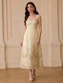 ZEYLAH 女士优雅专属吊带无袖印花连衣裙 - 彩色 - 查看 6