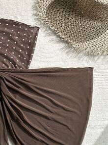 Swim Oasis 2pcs Women Pleated Casual Beach Cover Up & Mini Skirt Set - Multicolor - View 4