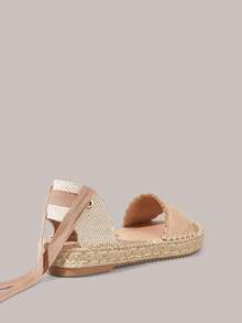 Styleloop Ladies Flat Bottom Round Head Exposed Toes Lace Straps Casual Vacation Beach Sandals, Summer Wear, Vacation Atmosphere, Travel Essentials - Khaki - View 3