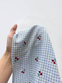 Sunnyshic Đầm ngắn mùa hè không tay, đa năng, chất liệu vải kẻ caro anh đào, kiểu dáng thường ngày, phối bèo nhún ở eo, dành cho nữ. - Nhiều màu - Xem 5