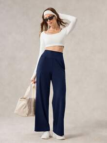 OutZeal 女士运动裤 瑜伽裤 日常休闲速干柔软针织高腰直筒运动裤 - Dark Blue - 查看 10