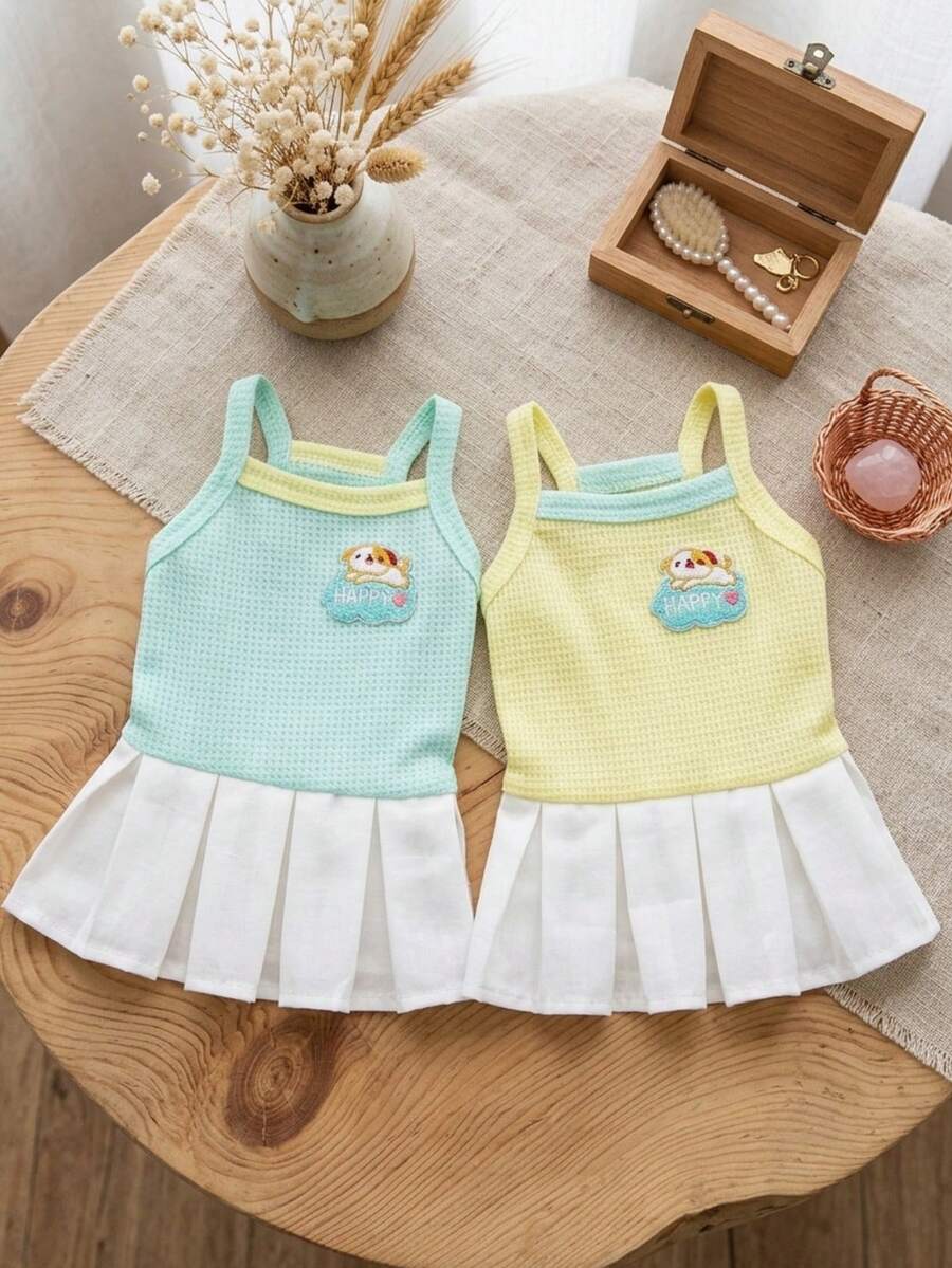 PETSIN Quần áo cho chó, quần áo cho mèo, váy cho thú cưng, bộ sưu tập xuân/hè mới, váy cho cún con, váy công chúa đa năng, họa tiết kẻ sọc, quần áo cho động vật nhỏ, kem chống nắng mát mẻ - Nhiều màu - Xem 1