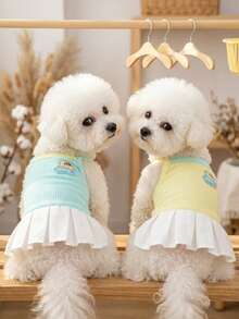 PETSIN Quần áo cho chó, quần áo cho mèo, váy cho thú cưng, bộ sưu tập xuân/hè mới, váy cho cún con, váy công chúa đa năng, họa tiết kẻ sọc, quần áo cho động vật nhỏ, kem chống nắng mát mẻ - Nhiều màu - Xem 2