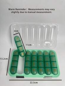 1 Buah Kotak Pengatur Obat Portabel 7 Hari/Mingguan, Wadah Pengatur Ukuran Perjalanan Kedap Udara untuk Obat 3 Kali Sehari, Kapasitas Besar - MultiWarna - View 7