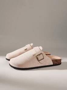 Solecia Women's Fashion Platform Slippers, Round Toe Square Buckle Decorative Spring Shoes, Suitable For Spring, Easter, Christmas - Off-white - View 2