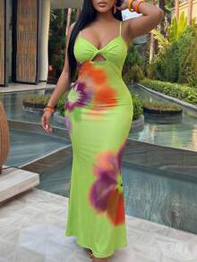 Slaydiva Đầm Slayr Plus Size họa tiết nhiệt đới xoắn phía trước dành cho nữ, đầm hè cho phái nữ, đầm Talk cho nữ, đầm Y2K, đầm Wow, thời trang nữ, trang phục hè cho nữ, đầm nữ, đầm hai mảnh mùa hè cho nữ. - màu xanh lá - Xem 8