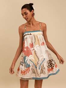 Travachic 春夏度假印花无袖女式迷你连衣裙 - 彩色 - 查看 5