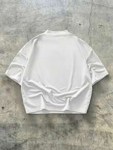 EASEVO Plus Size Men's Casual Minimalist Graphic Round Neck Short Sleeve T-Shirt - White - View 9
