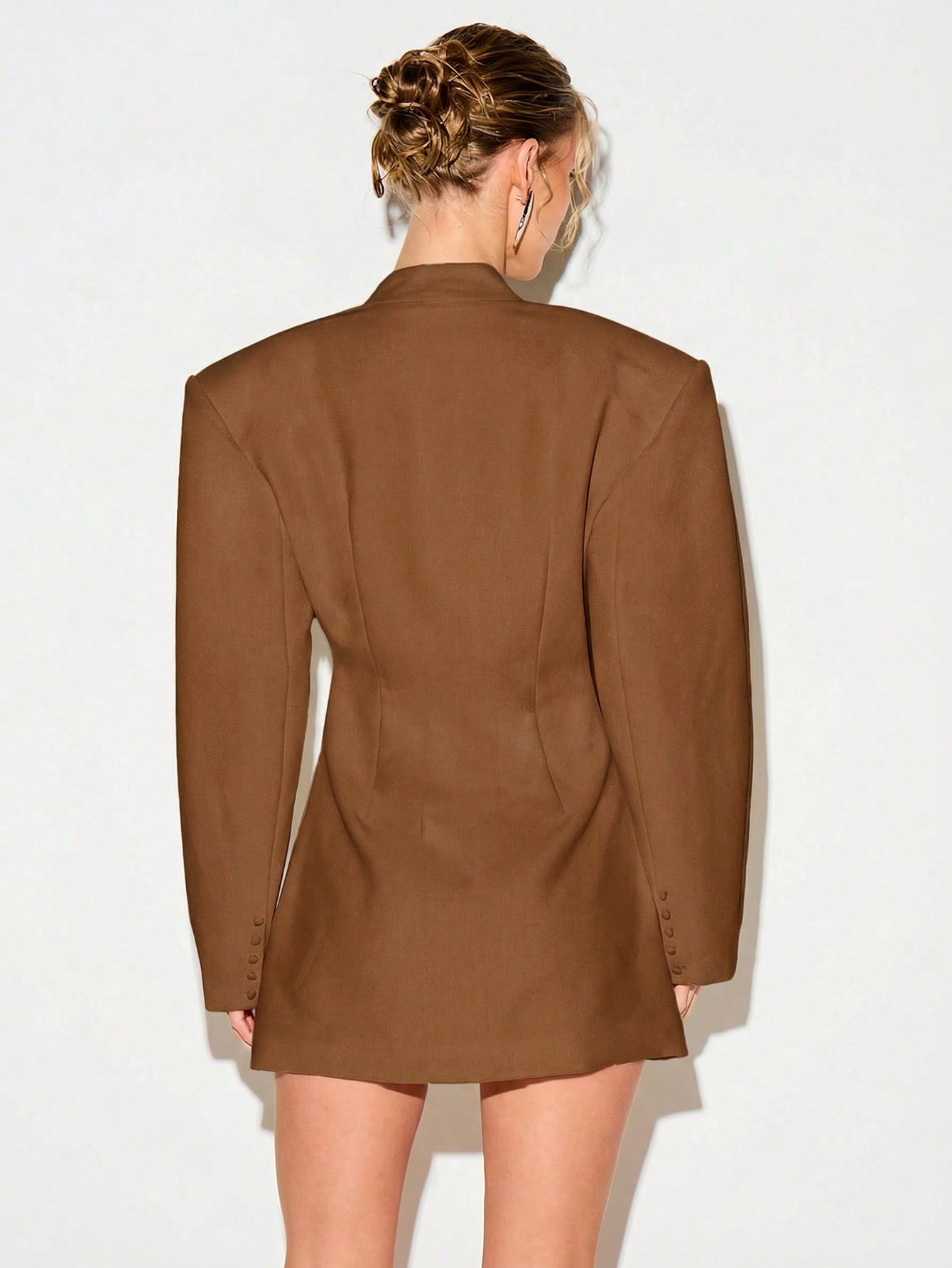 KIZN Deep V Blazer Mini Dress With Button Detail