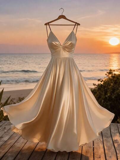 GlowEve Women's Elegant Sleeveless Satin Dress, Spring/Summer New Arrival