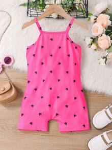 SHEIN Jumpsuit bé gái Tim Giải trí - Màu Hồng Tươi - Xem 2