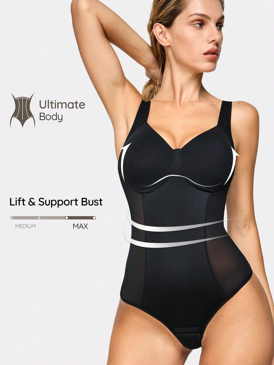 SHAPORA 1 bộ áo liền thân định hình cơ thể thoải mái dành cho nữ - màu đen - Xem 1