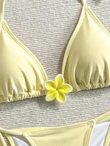 SHEIN WYWH Conjunto de pareo para traje de baño de vacaciones en la playa para mujer - Amarillo - Ver 5