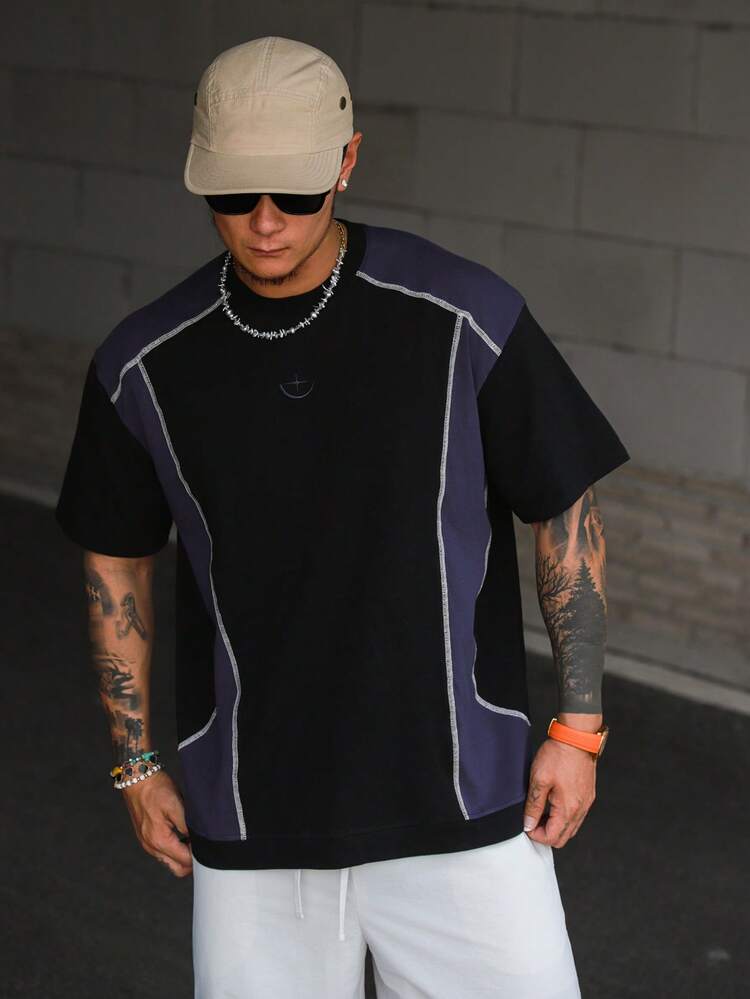 Color Block Striped Decor Short Sleeve T-Shirt For Men