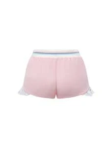 ROMWE J-Fashion Plus Size Y2K Millennium Number Rhinestone Decor Sports Shorts - Pink - View 2