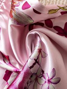 LuxeNights Women's 3pcs Pink Floral Printed Cami Top And Shorts And Pants Pajama Set - Pink - View 5