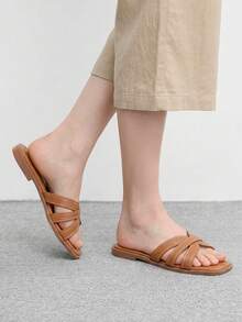 CUCCOO BIZCHIC Sandal đế bằng nữ màu nâu mới, kiểu dáng thường ngày, thích hợp cho kỳ nghỉ hè, đi biển. - màu nâu - Xem 3