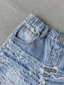 Young BoyBlue Denim Frayed Hem Shorts - Light Wash - View 4