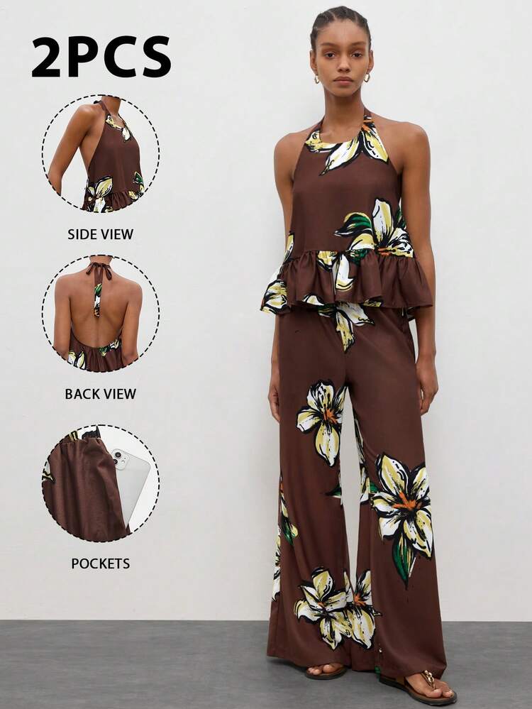 SHEIN Maija MAIJA Summer Tie Dye Crop Top & Flowy Maxi Skirt Two Pieces Set