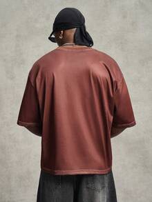 PAVTROS Men's Casual Letter Print T-Shirt, Summer Oversize T Shirt Oversize T Shirt For Men Streetwear Shirts T Shirt For Men Rapper T Shirt - Brown - View 2