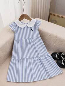 SHEIN 小女孩连衣裙 - 藍白色 - 查看 3