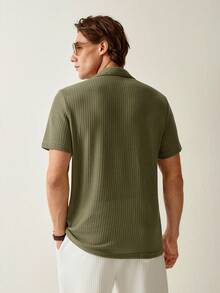 RONVEXI Men's Turn-Down Collar Short Sleeve T-Shirt Set - Multicolor - View 3