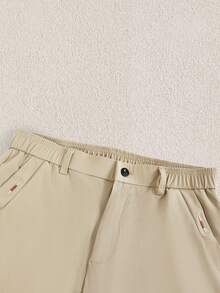 Mercer Haus Men's Solid Color Casual Slim Fit Tapered Pants - Khaki - View 3