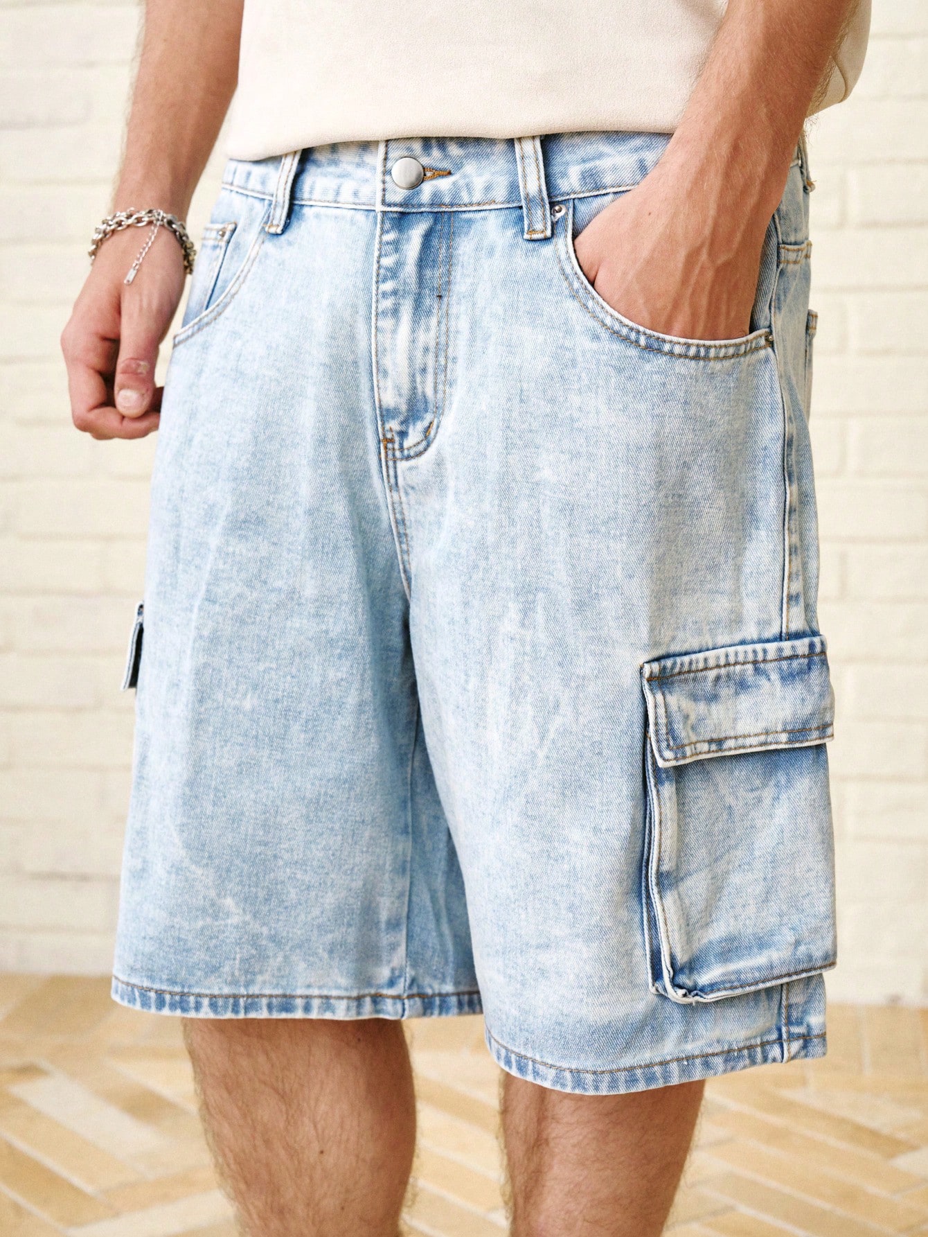 Zalmeno سروال جينز قصير عصري متعدد الاستخدامات للر...