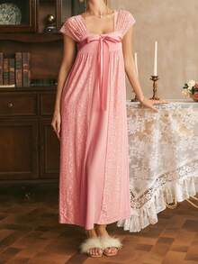 Côtesoire Elegant Lace Slip Dress For Women, Southern France Style - Dusty Pink - View 1
