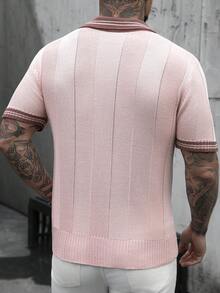 Manfinity Homme Men's Casual Colorblock Numeric Embroidery Knit Sweater, Spring/Summer - Multicolor - View 2