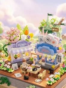 MINKOJA 1pc Mini Flower Shop Building Block Model, Creative Street View Photo Studio Bricks Set, Desktop Display Decor For Home, Perfect As Festival Gifts, Party Favors, Valentine Gifts, Suitable For Adults, Family & Friends - Multicolor - View 6