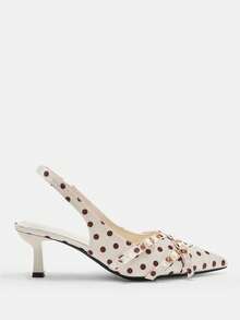 CUCCOO CURVES Giày sandal cao gót mũi nhọn bản rộng, màu đen satin thanh lịch, có quai hậu, phù hợp mọi mùa, thích hợp cho kỳ nghỉ xuân, lễ Phục sinh, Giáng sinh và Ngày Valentine. - Điểm tròn màu đen gạo - Xem 6