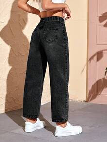 EMERY ROSE Quần jean denim không co giãn màu xanh đậm, kiểu dáng thường ngày, dành cho nữ, cỡ lớn. - màu đen - Xem 2