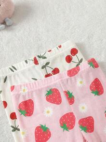 4件套女婴碎花荷叶边圆领长袖长裤家居服睡衣套装 - 彩色 - 查看 3