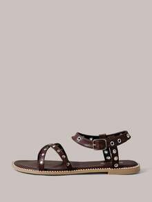 Styleloop Ladies, Buckles, Trim, Flat Sandals - dark brown - View 6